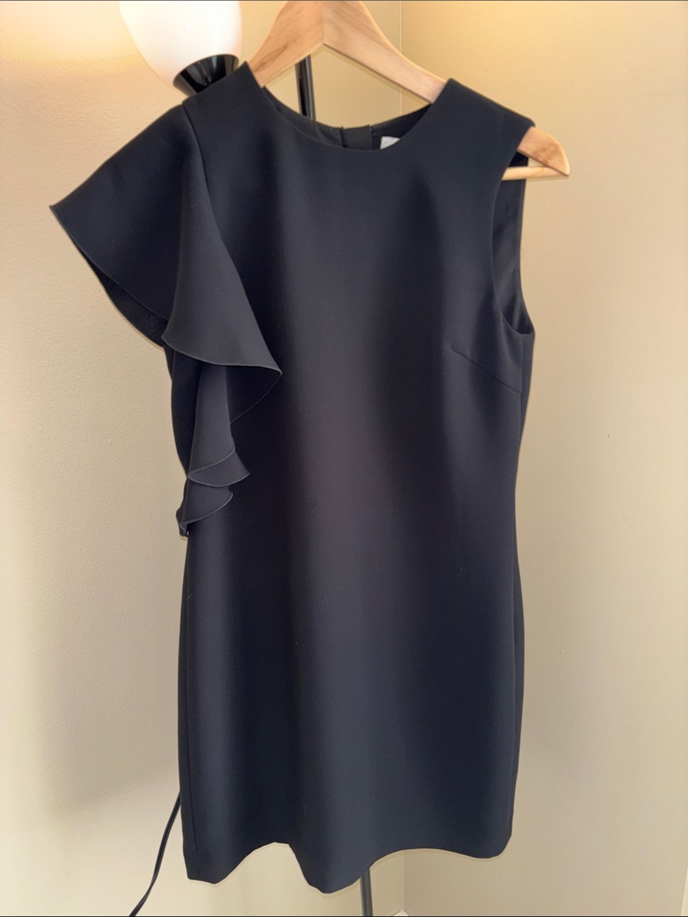 NWOT Elizabeth and James Black Sleeveless Ruffle-Detail Dress Size 2